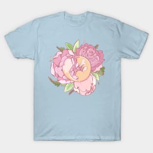 Peonies and fox T-Shirt